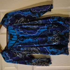 INC International Concepts Teal and Black Blouse